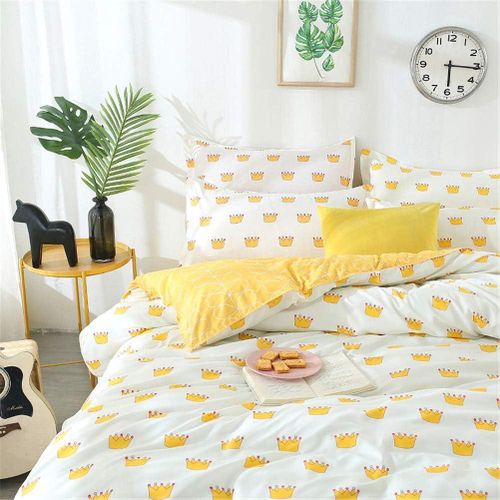 product_image_name-Generic-(4-piece)1.8m Bed Queen-Size Bedding Set - Includes Duvet Cover, Flat Sheet And Two Pillowcases(Yellow Crown)-6