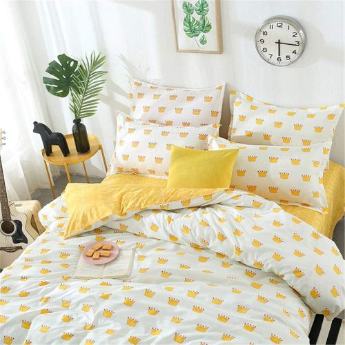 product_image_name-Generic-(4-piece)1.8m Bed Queen-Size Bedding Set - Includes Duvet Cover, Flat Sheet And Two Pillowcases(Yellow Crown)-7