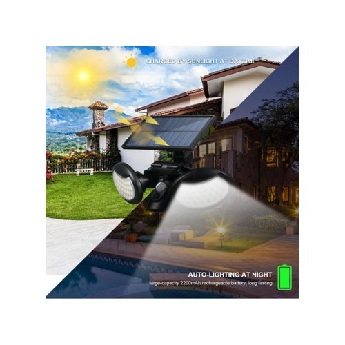 product_image_name-Generic-Solar Powered Wall Light -PIR Motion Sensor Foldable 2 Heads Flood Lamp- IP65 Water-resistant -Black-7