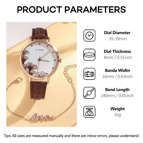 product_image_name-ARHANORY-Women Quartz Watch With Bracelet Stylish Wristwatch Leather Strap for Ladies - Brown-6
