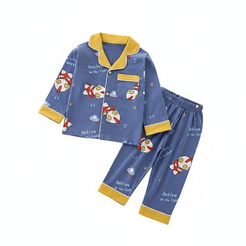 product_image_name-Generic-Long-Sleeve Pajama Set - Navy Blue-1