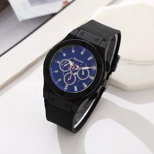 Fashion Elegant Silicon Strap Quartz Wrist Watch -Black