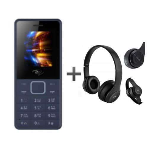 Itel It 2160 Dual SIM Phone - 32MB ROM‎ - 32MB RAM - Dark Blue + Free BT Headset