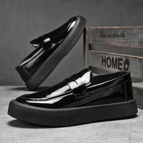 product_image_name-Fashion-Men's Glossy Oxford Formal Loafers Flat Business Shoes Black - Black - EU 43-1