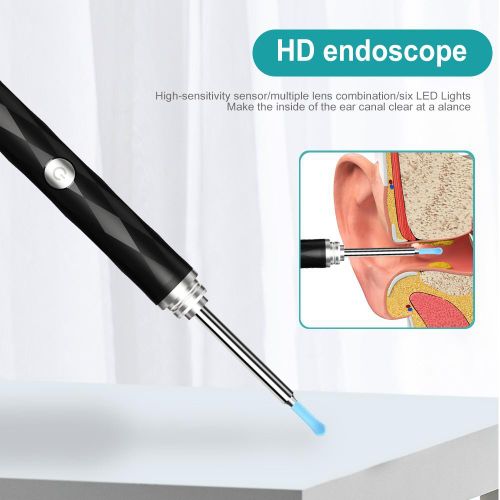 product_image_name-Generic-Wireless Ear Wax Removal Tool with Camera, Smart WiFi Ear Cleaner Otoscope with Ultra-Clear Lens and Ear Pick-Black-2