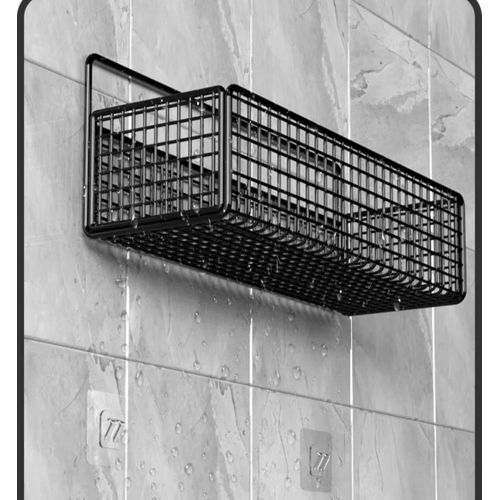 product_image_name-Generic-Adhesive Bathroom Organizers Storage, Drill-Free Shower Shelves, Black Bathroom Shower Shelf for Bathroom - black, White -1