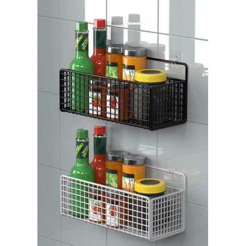 product_image_name-Generic-Adhesive Bathroom Organizers Storage, Drill-Free Shower Shelves, Black Bathroom Shower Shelf for Bathroom - black, White -6