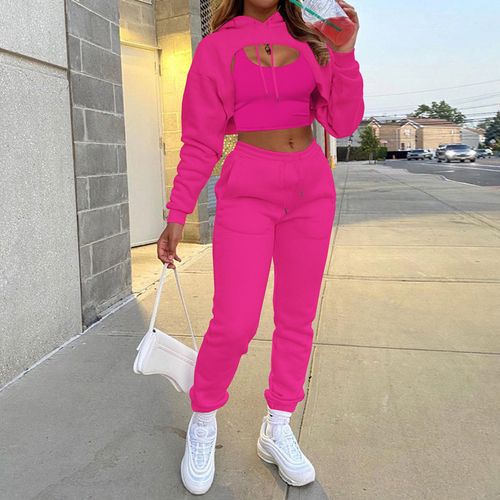 Shop Generic (Apricot)Autumn Fashion Ladies 3Pcs Sport Suit Women Casual  Tracksuit Fleece Long Sleeve Pullover Top Hoodie+Tanks+Jogger Pants Outfit  XXA Online