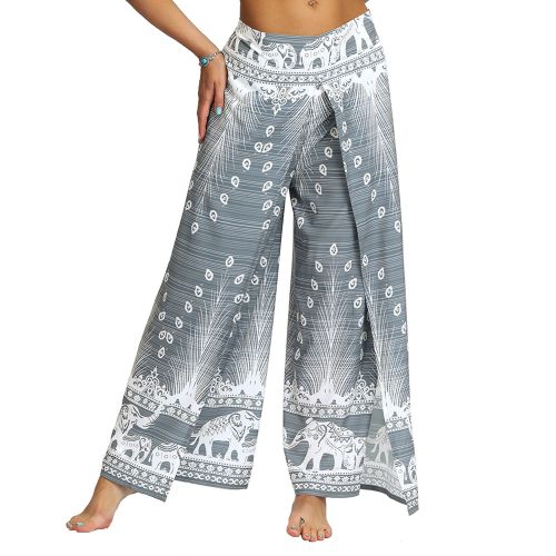 Womens Trousers Palazzo Long Pants Split Wide Leg Yoga Loose Beach