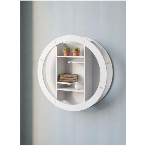 White Label 19.7" Wall Shelf Round PVC Rack 4-Tier Wall Hanging Storage Rack Display Shelf