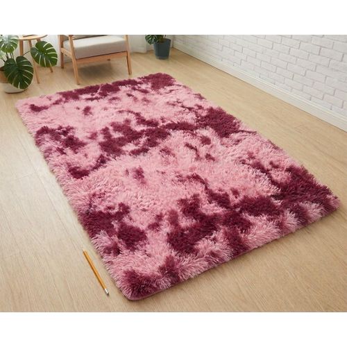 Generic 120cm x 200cm Fluffy Carpet Bedroom Livingroom-Burgundy/Pink