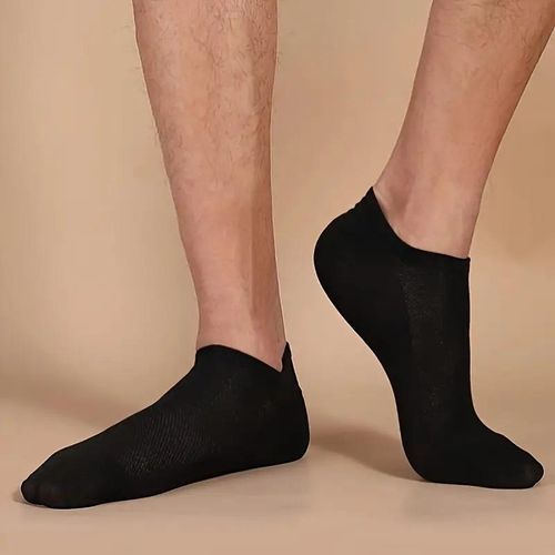 product_image_name-Fashion-A Pair Plain Office Cotton Men Quality Ankle Socks-Black - black-4