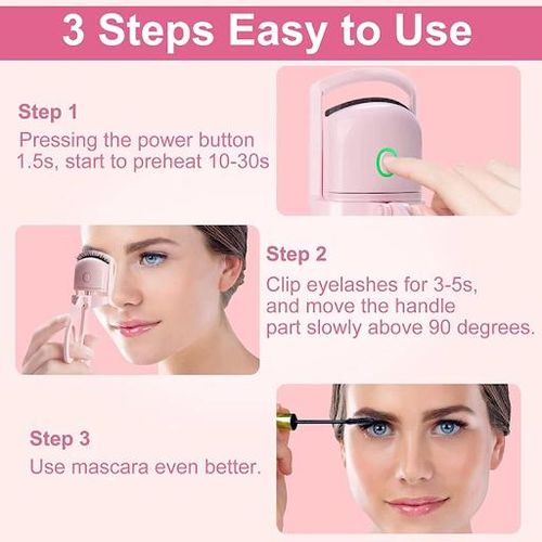product_image_name-Generic-Portable USB Rechargeable Electric Eyelash Curler – Quick Heating for Long-Lasting, Gorgeous Curls - White-4