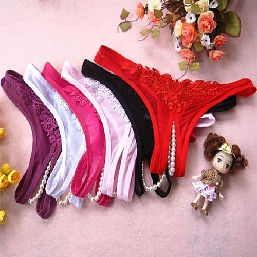 Sexy Lingerie Panties for Women Lace Crotch Opening G-string Thong