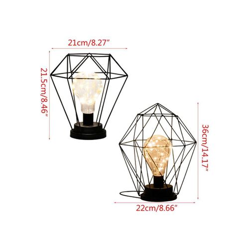 White Label Iron Hollow Desk Light for Home Decor (H21.5 x L21)cm / (H8.46 x L8.27)inch- Diamond - image 2