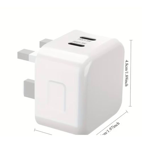 product_image_name-Generic-USB-C UK Plug - 21.5W Dual Port Power Adapter-1