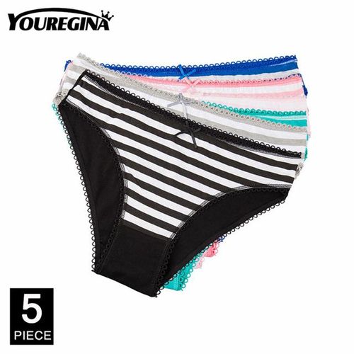 5pcs/set Sexy Women's Cotton Panties Lace Thong Lingerie