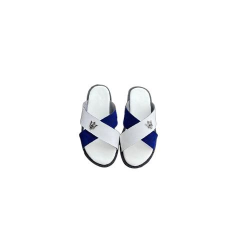 Generic Leather slippers - White & Blue