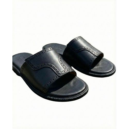 product_image_name-Generic-10K Dottling Men leather Slipper- Black -2