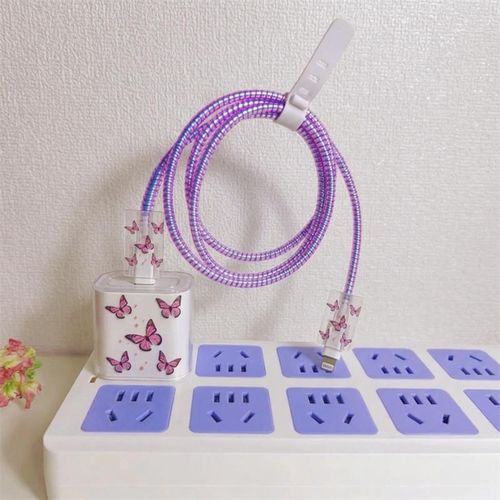 ShebSheb 5‑Piece Butterfly Pattern Charger & Cable Protector Set with Strap for iPhone 20W Adapter - image 8