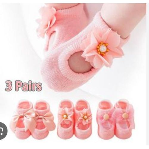 AD 3pcs Baby Shoe Socks - Multicolour - image 2