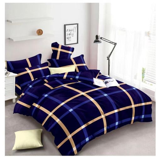 product_image_name-Spice Bedsheets-Double bed size sheet with two pillow cases- Blue-1