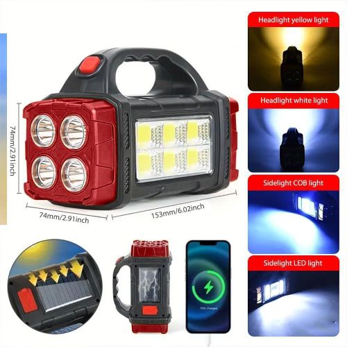 product_image_name-Generic-Premium High Lumens LED Work Light – Multipurpose Flashlight with Searchlight and Lantern Features - Rechargeable Outdoor Waterproof Solar Flashlight - Portable & Lightweight-8