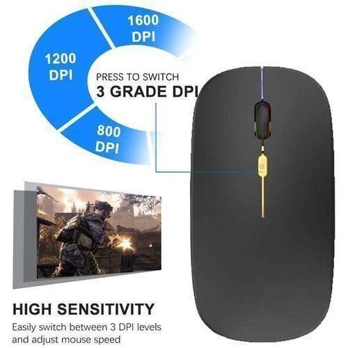 EAGEAT Wireless 2.4GHz Mice Rechargeable Mute - Black - image 3