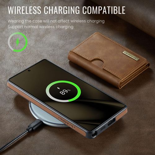 product_image_name-Samsung-Galaxy S22 Ultra High Quality Leather Case, Magsafe Wireless Charging Support With Magnetic Wallet - Brown -4
