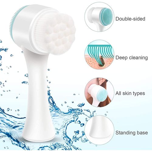 product_image_name-Generic-2 in 1 Handheld Face Cleansing Brush - White/blue-1