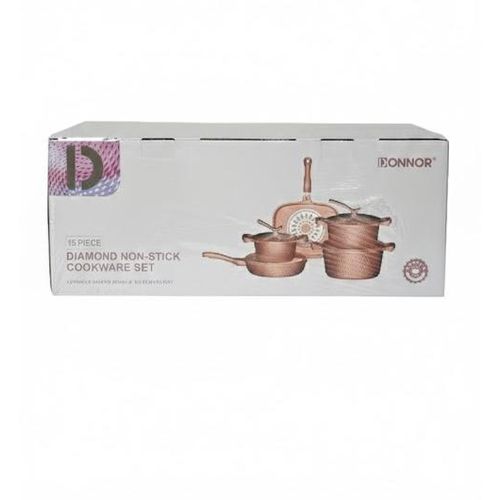 product_image_name-Generic-DONNOR 15 pcs Diamond Non-Stick Granite Cookware Set - Rose Gold-3