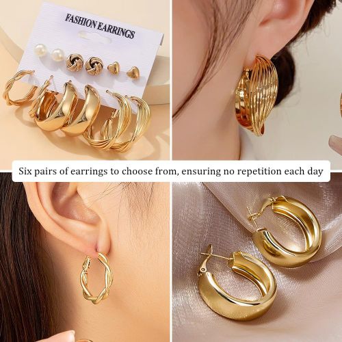 product_image_name-ARHANORY-6 Pairs Combo Set Stylish Western Hoop Earrings Vintage Pearl for Women Girl-6