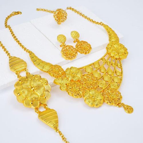 product_image_name-Fashion-GoldPlated Heart & Floral Jewelry Set-1