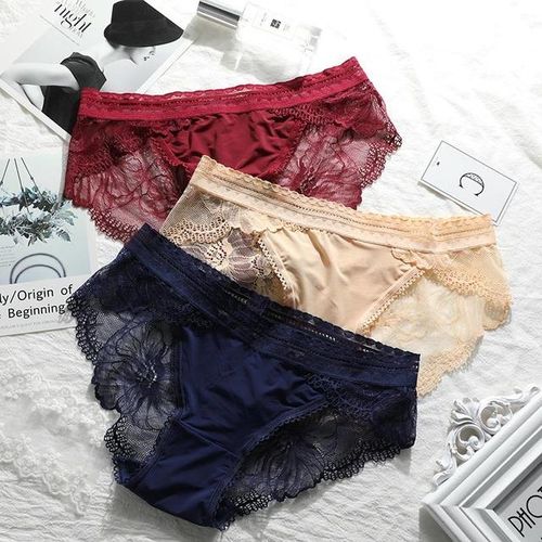 3pcs/lots Full Lace Panties Women's Sexy Thong Transparent