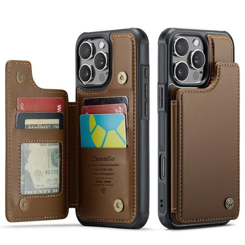 Caseme Phone Case, Compatible With IPhone 16 Pro Max High Quality Shockproof Leather Phone Case With Magnetic Wallet Card Holder- Brown