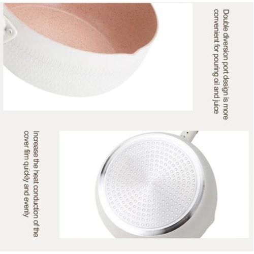 product_image_name-Generic-Non Stick Frying Pan Granite Coating Aluminum Alloy With Wooden Lid - White-4