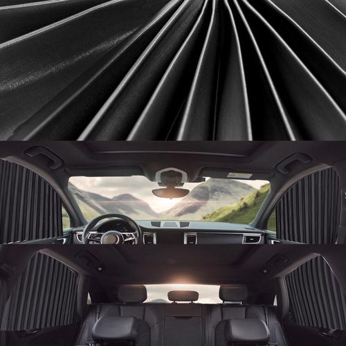 Generic 4 in 1 Car Auto Sunshade Curtains Windshield Cover Set - Black