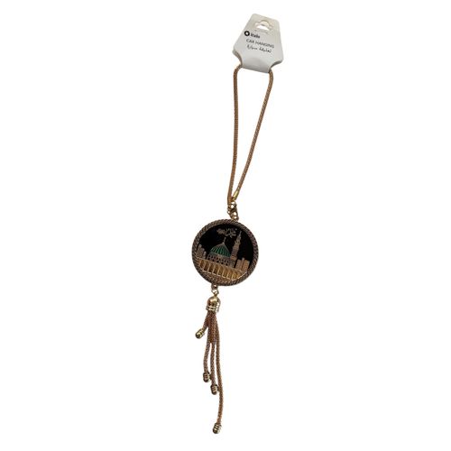 product_image_name-Generic-Elegant Islamic Car Hanging Pendant – Kaaba & Green Dome Design with Gold Finish Tassel-3