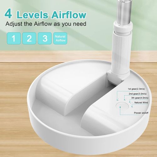SIKITUT Collapsible Table USB Standing Fan Rechargeable Portable Foldable Travel Fan for Household Office Desktop 7200mAh White - image 5