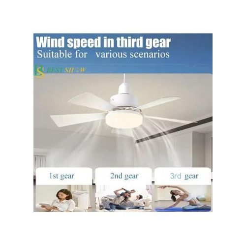 White Label 17" LED Socket Ceiling Fan Light with Remote Control, 3000K-6500K Dimmable Light, Detachable 5-Blade Fan, Timer & 3-Speed Cooling - image 2