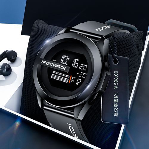 product_image_name-Fashion-Science and technology sense luminous motion multi-functional electronic watch  - Black-1