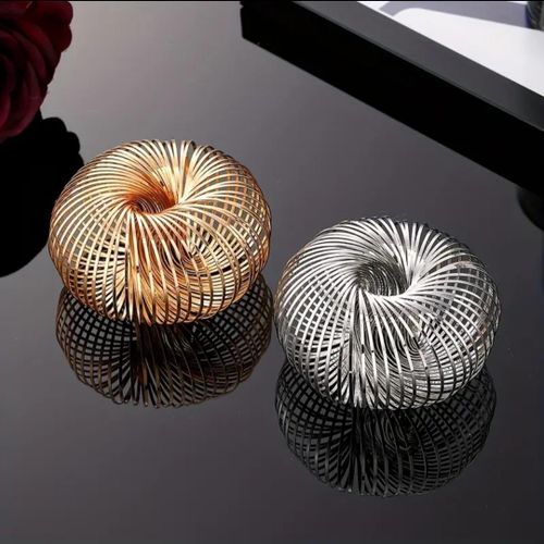 Generic Trendy Spiral Wire Open Bangle Bracelet – Silver & Gold (2 Pieces) - image 5