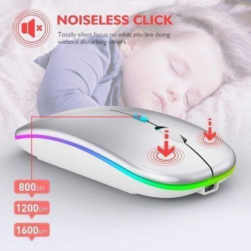 product_image_name-Generic-Wireless 2.4GHz Mice Rechargeable Mute - silver-5