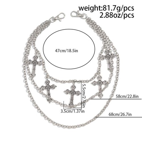 product_image_name-Fashion-Multi-Layer Gothic Cross Pendant Chain for Jeans – Silver Tone-3