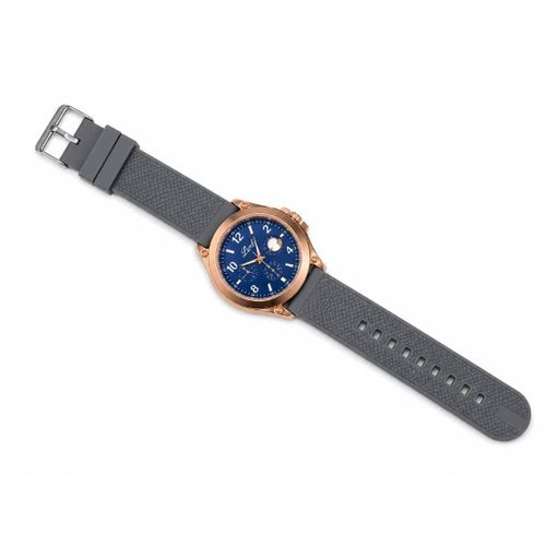 Luxury Men’s Rose Gold Blue Dial Watch with Grey Silicone Strap - image 2