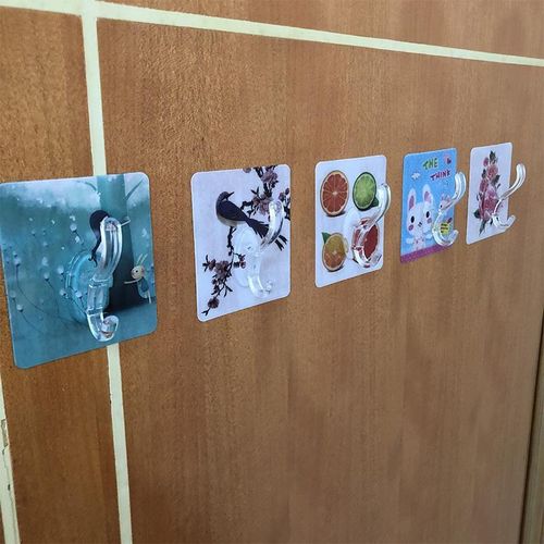 Generic 10 pcs enlarge size Strong Self-adhesive Wall Hook Sticky double Ho oks ra ndom patterns - image 3
