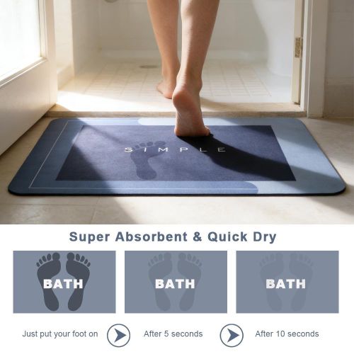 Generic Blue Square Quick-Drying Non-Slip Bathroom Floor Mat