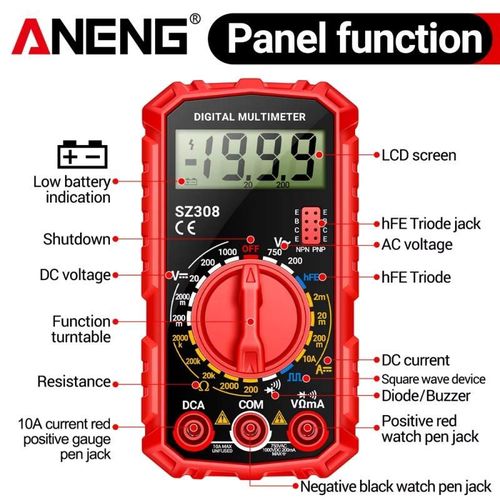 Generic Digital Multimeter AC/DC Current Meter Voltage Resistance Meter Electrician LCD Screen Ohm Square Wave Test - image 4