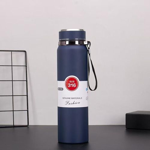 product_image_name-VACUUM-Portable 316 Stainless Steel Insulated Water Bottle Cup With Tea Strainer and Hand Strap, Flasks for Office Gym Travel - White-4