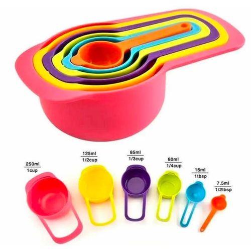 Generic 6-Piece Colorful Nesting Measuring Cup and Spoon Set